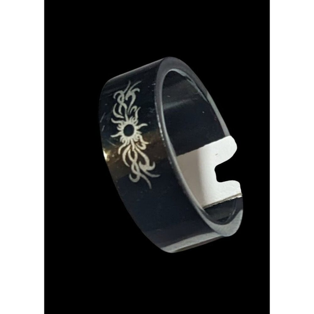 Black Stainless Steel Tribal Sun Design 316L Ring Size 10 1/2 - Picture 3 of 16